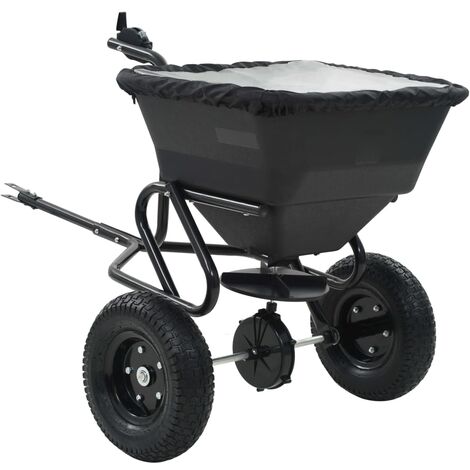 Distributeur de sel remorqué PVC et acier 125 x 74 x 79 cm 45 L vidaXL - Noir