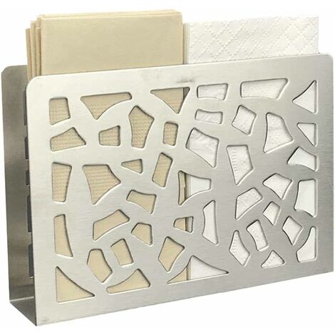 Distributeur de Serviettes Vertical, Support Serviette Papier, Porte Serviettes Papier, Acier Inoxydable, pour Comptoirs de Cuisine, Table à Manger, Décoration de Fête (12x9x3.2cm, Argent)