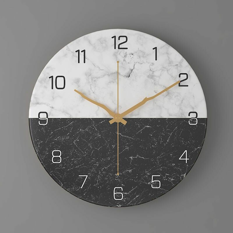 KZQ - Horloge Murale en Métal Design Moderne très Silencieuse Non-Tic-tac pour Décoration Salon/Cuisine/Bureau 30 cm