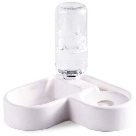 Distributeur d'eau automatique 2 en 1 pour animaux de compagnie, abreuvoir résistant aux éclaboussures et mangeoire sèche pour chat/chien, gamelle pour animaux de compagnie (blanc)
