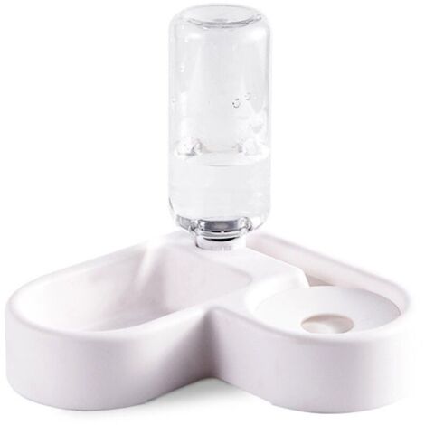 Distributeur d'eau automatique 2 en 1 pour animaux de compagnie. abreuvoir résistant aux éclaboussures et mangeoire sèche pour chat/chien. gamelle pour animaux de compagnie (blanc)