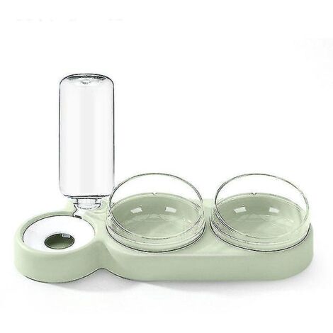 Distributeur d'eau automatique pour chat, gamelle double avec abreuvoir intégré, distributeur de nourriture pour animaux de compagnie (chien/chat), vert