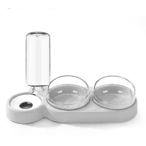 Distributeur d'eau automatique pour chat, gamelle double avec abreuvoir intégré, distributeur de nourriture pour animaux (gris)