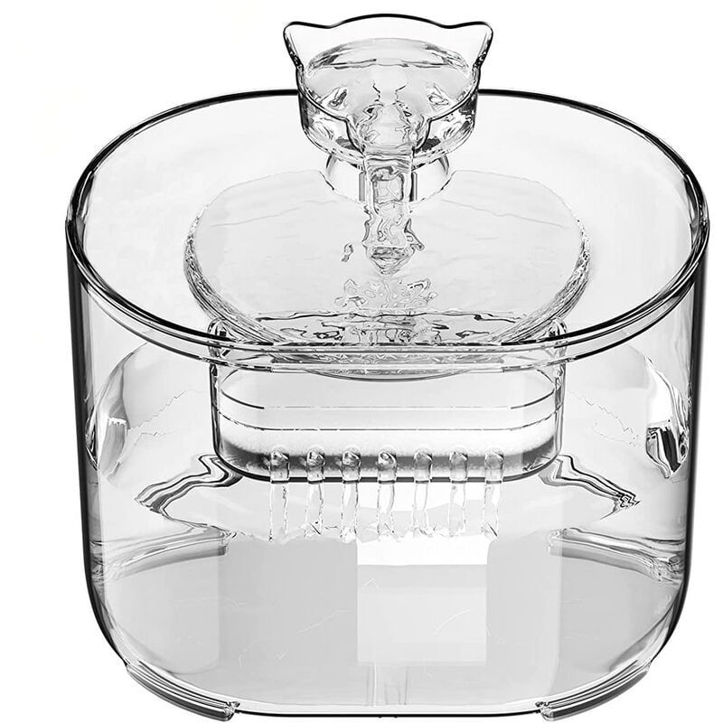 Distributeur d'eau automatique pour chats et chiens, avec adaptateur prise usb, éclairage led, 2,2 l, transparent