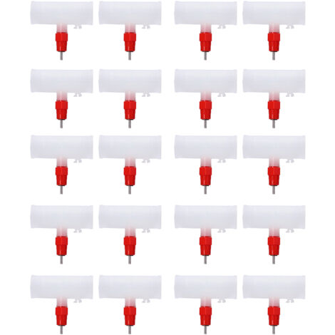 Distributeur d'Eau Automatique pour Poules avec 20 Abreuvoirs à Tétine, Contrôle à Ressort - Raccord Té G3/4 Tête Rouge pour Élevage