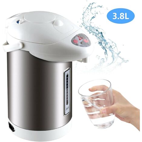 Distributeur d'eau chaude 3,8 l 750 W en acier inoxydable - Pour école, maison, bureau, hôtel - Anti-dry - Fonction maintien au chaud - Pour 1 à 5 personnes