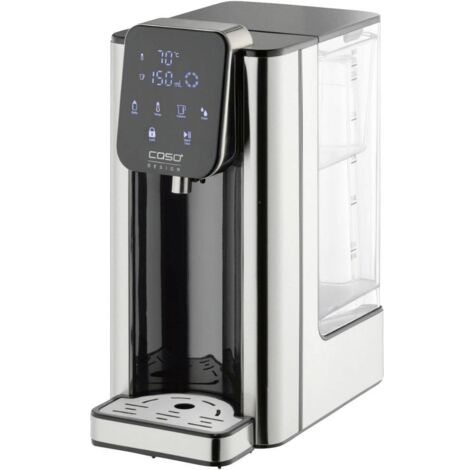 Distributeur d'eau chaude 2,7 l – Acier inoxydable noir – Puissance 2600 W – Réglage de volume 100 à 400 ml – Détartrage facile – Caso Design