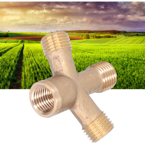 Distributeur d'eau Croix en Cuivre M14 4 Voies pour Irrigation Agricole
