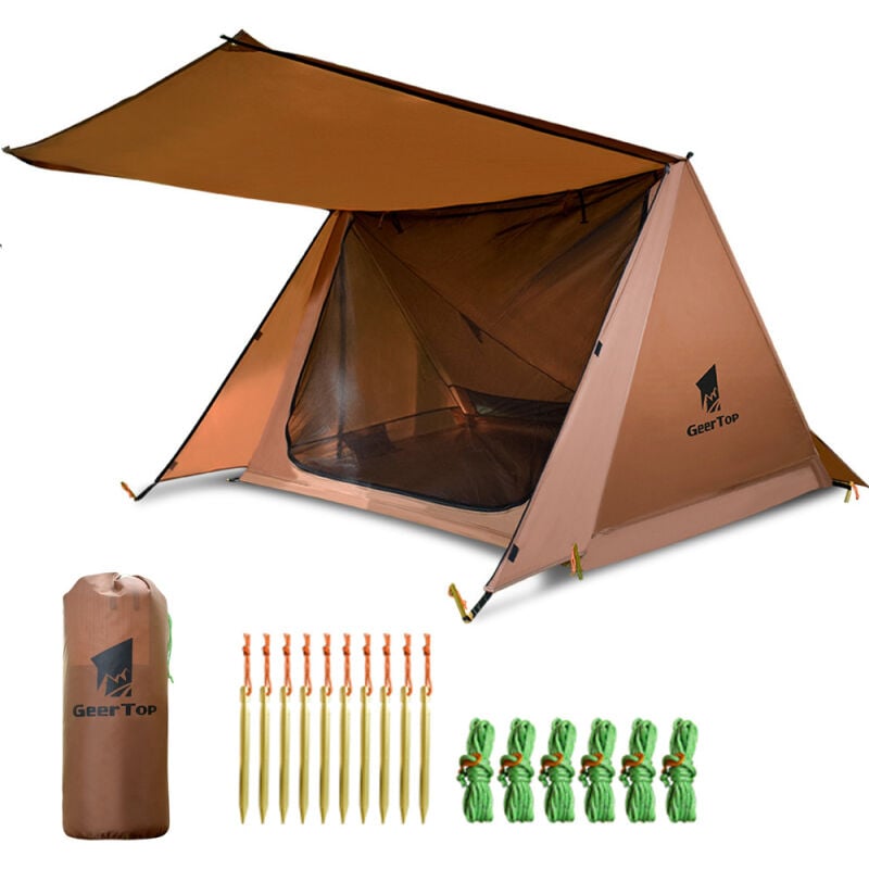 GTA - lifcausal Tente Double Paroi 2 Places – Abri Portable Anti-Vent/Pluie/UV pour Plage, Randonnée ou Pêche avec Protection Solaire Intégrée