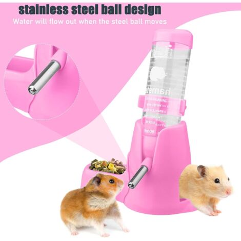 Distributeur d'eau pour petits animaux, distributeur automatique de bouteille d'eau de 80 ml pour animaux de compagnie (rose, S)