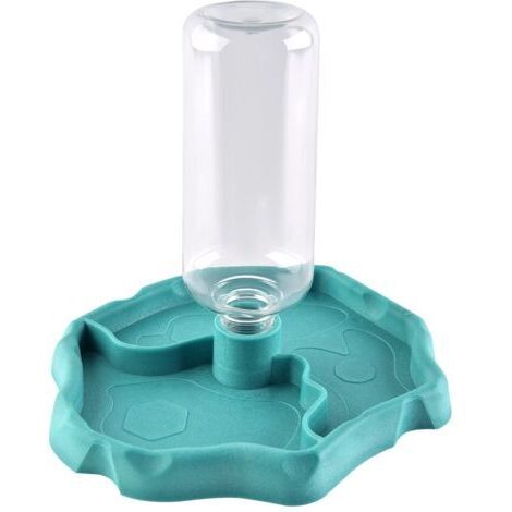 Distributeur d'eau pour Reptile, Abreuvoir Tortue, Mangeoire Gamelle Tortue Terrestre Distributeur 2 en 1 de Nourriture Anti Debordement Plastique Bol Accessoire - Bleu