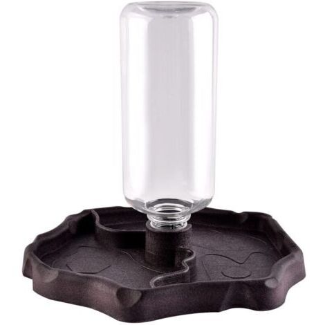 Distributeur d'eau pour Reptile, Abreuvoir Tortue, Mangeoire Gamelle Tortue Terrestre Distributeur 2 en 1 de Nourriture Anti Debordement Plastique Bol Accessoire - Brun