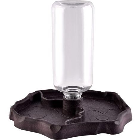 Distributeur d'eau pour Reptile, Abreuvoir Tortue, Mangeoire Gamelle Tortue Terrestre Distributeur 2 en 1 de Nourriture Anti Debordement Plastique Bol Accessoire - Brun