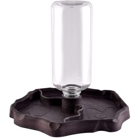 Distributeur d'eau pour Reptile, Abreuvoir Tortue, Mangeoire Gamelle Tortue Terrestre Distributeur 2 en 1 de Nourriture Anti Debordement Plastique Bol Accessoire - Brun