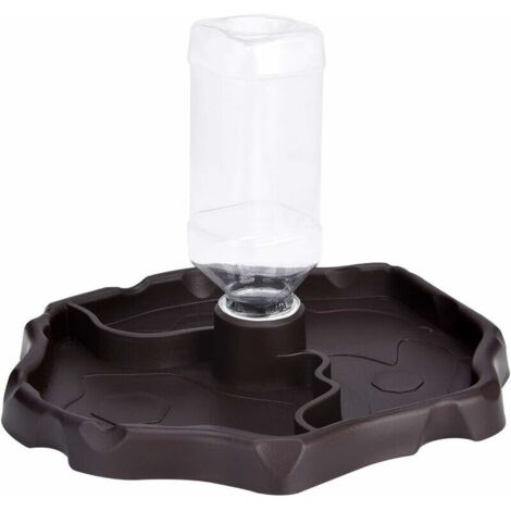 Distributeur d'eau pour Reptile. Distributeur 2 en 1 de Nourriture Anti Debordement Bol. Gamelle en Plastique pour Tortue Terrestre Gecko - Brun