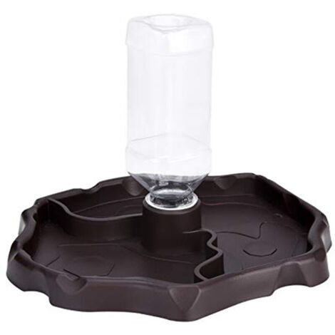 Distributeur d'eau pour Reptile, Distributeur 2 en 1 de Nourriture Anti Debordement Bol, Gamelle en Plastique pour Tortue Terrestre Gecko - Brun,