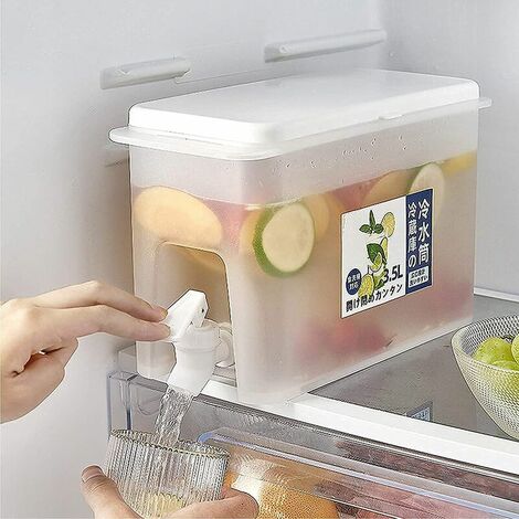 Distributeur d'eau pour r��frig��rateur avec robinet, r��cipient d'eau avec robinet, pot �� boisson avec robinet, grande carafe �� eau, distributeur de boissons, id��al pour les boissons froides, punchs