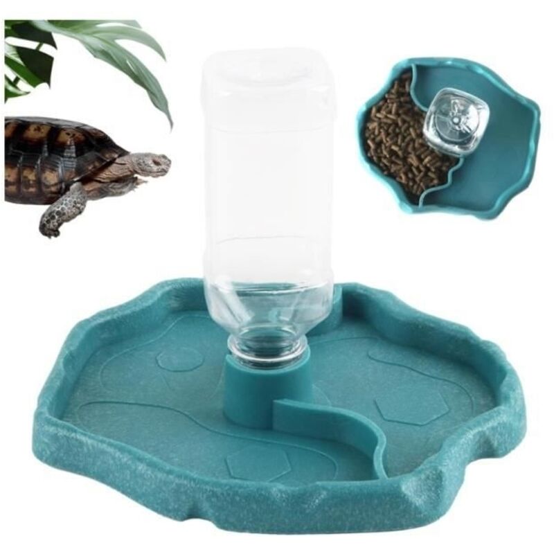 Distributeur d'eau Reptile Tortue,2 en 1 Abreuvoir Tortue Terrestre, Bol d'eau de Terrarium Reptiles Accessoires, Bol d'eau Reptiles