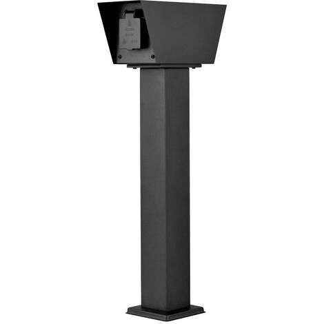 Distributeur d'électricité extérieur 2 prises IP44 – Acier inoxydable noir – Colonne de prise résistante aux intempéries – 3500W – Ledino