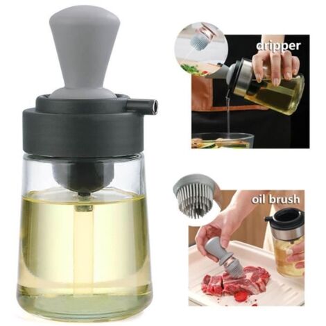 Distributeur d'huile - 350ML - Silicone de qualité alimentaire - Verre - Pinceau de cuisine