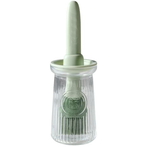 Distributeur Dhuile Avec Brosse - Bouteille En Verre Pour Cuisine - 3 En 1 Pour Huile Vinaigre Sauce - Brosse En Silicone - Vert