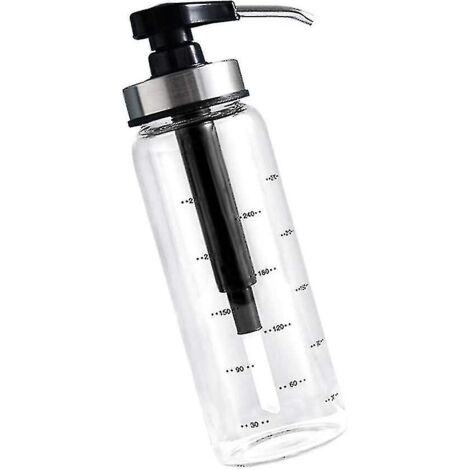 Distributeur d'huile d'olive 300 ml, broyeur à huile et vinaigre avec distributeur de miel, bouteille carrée en verre avec bec verseur en acier inoxydable
