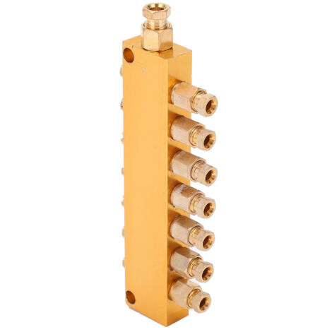 Distributeur d'Huile en Laiton Réglable, Système de Lubrification 1 Entrée 7 Sorties pour Pistons et Soupapes