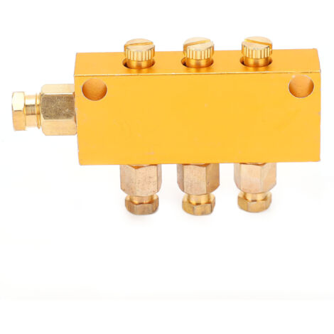 Distributeur d'huile en laiton réglable TKType - Système de lubrification à valve diviseur (1 entrée, 3 sorties)
