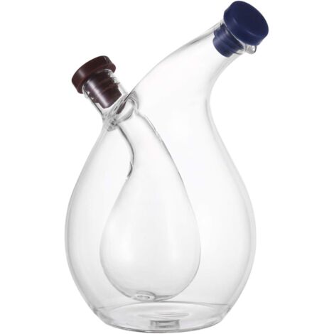 Distributeur d'huile et de vinaigre en verre transparent - Fournitures de cuisine - Pour huile et vinaigre - 2 en 1 - Un bel ajout à tout ensemble de cuisine et de vaisselle