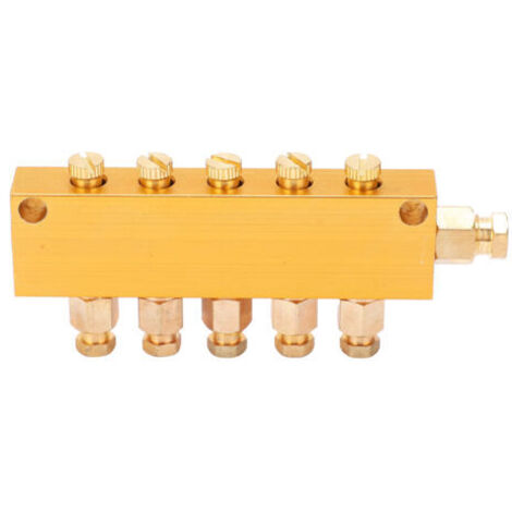 Distributeur d'huile réglable en laiton, séparateur de Piston de lubrifiant, vanne de séparation, système de lubrification 1 entrée 5 sorties