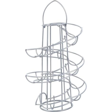Distributeur d'oeufs en métal distributeur d'oeufs en spirale moderne (gris argenté)