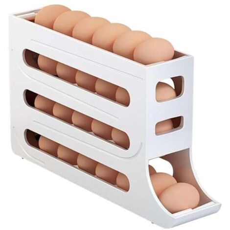 Distributeur d'œufs pour Réfrigérateur, Rangement Oeufs Frigo, Rouler Automatiquement La Boîte à Œufs à 4 Niveaux, Rangement Frigo, Distributeur Oeufs, Peut Contenir 30 œufs (blanc)