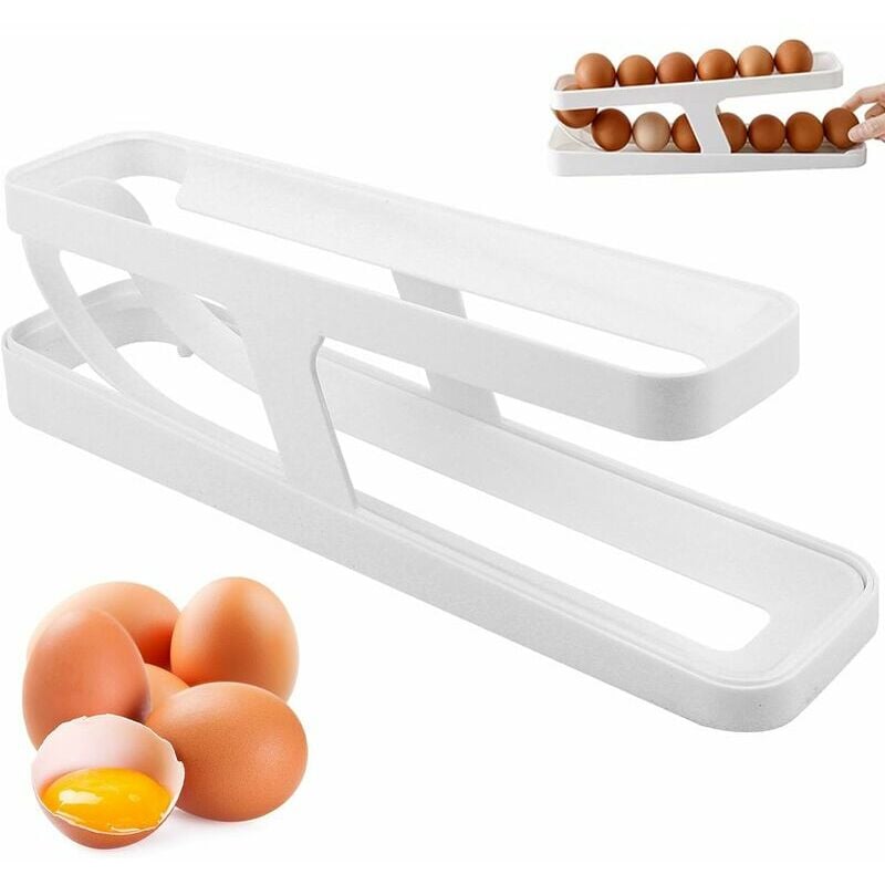 Ensoleille - Distributeur D'œufs Pour Réfrigérateur Rouler Automatiquement La Boîte à Œufs,Rangement Oeuf Frigo,Organisateur De Cuisine Pour