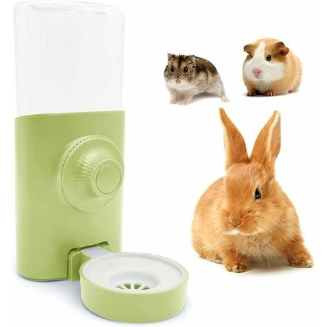 Distributeur Eau Lapin, 600ML Suspendue Abreuvoir Lapin Automatique Biberon Cochon d'Inde Anti-Goutte Biberon Hamster pour Lapin Chinchilla Cochon d'Inde Hérisson Furet (Vert)