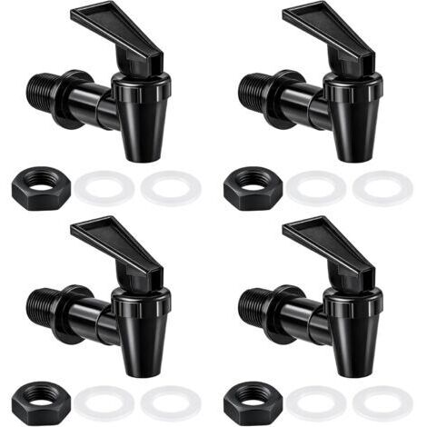 distributeur eau lot de 4 robinets 3/4" 18 mm - robinet vinaigrier en plastique pp pour distributeur de boisson, remplacement pour fontaine à eau, bidon, tonneau