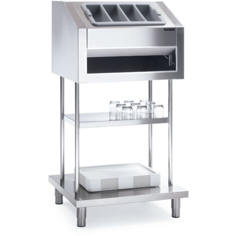 Distributeur en Inox sur Piètement de Couverts, Plateaux et Trémie pour Pain - Distform