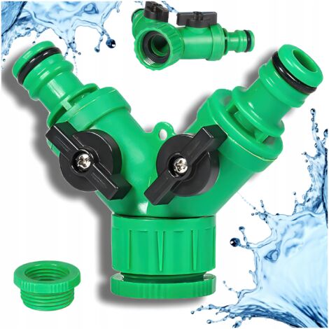 DISTRIBUTEUR EN T POUR ROBINET DE TUYAU D'ARROSAGE 1/2" + 3/4"