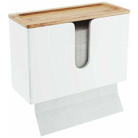 Distributeur Essuie Main Mural Distributeur Papier Cuisine Et Salle De Bain Devidoir Essuie Tout Mural Porte Serviette De Table Feuille À Feuille, Pliés En V/C, Rechargeable