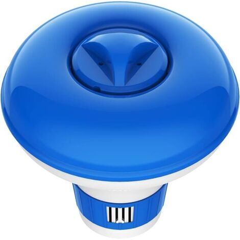 Distributeur Flottant de Chlore, Diffuseurs pour Piscine, Diamètre 12cm/5pouces Doseur Flottant Réglable, Accessoires de Piscine pour Spa Jacuzzi Intérieur Extérieur, Bleu + Blanc