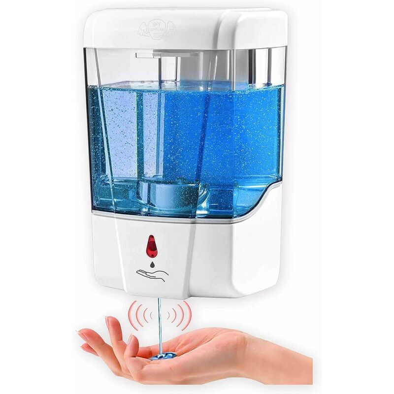 Distributeur Gel Hydroalcoolique Mural - Distributeur Savon Automatique sans Contact 700 ml pour Salle de Bain, Toilettes, Lieux Publics - Idéal Gel