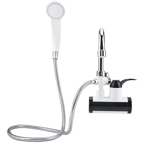 Distributeur Instantané D'eau Chaude Et Froide, Chauffe-Eau Affichage de la température du Robinet de Chauffage + pommeau de Douche, 3000 W, EU
