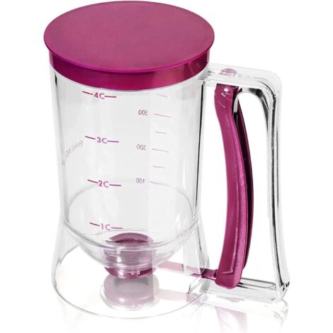 Distributeur manuel de pâte à crêpes 900 ml, idéal pour les cupcakes et les crêpes, outil indispensable en cuisine [Violet]