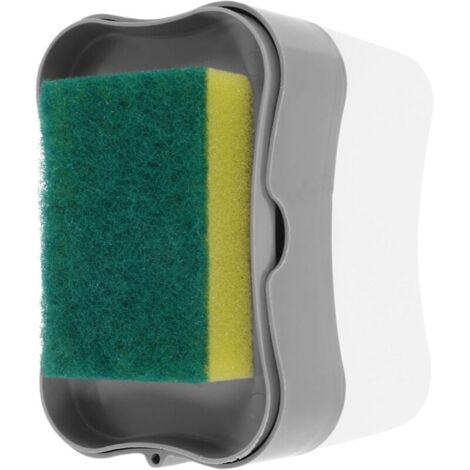 Distributeur manuel de savon pour cuisine, porte-savon argenté avec porte-éponge, design facile à presser, savon non inclus