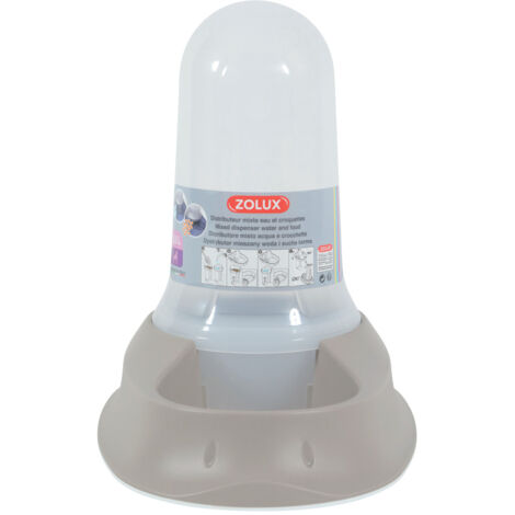 Distributeur mixte 3.5 litres eau ou croquettes Taupe antidérapant pour chien - Stefanplast