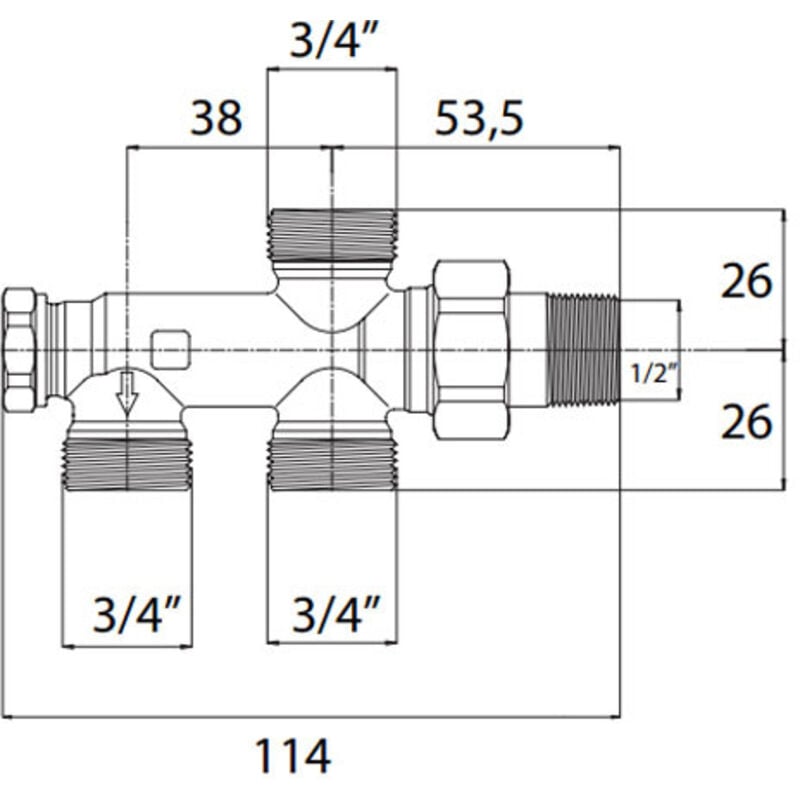 Somatherm - Groupe de raccordement monotube pour raccordement au sol mâle 1/2'(15/21) - mâle 3/4 ek