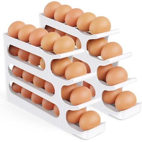 Distributeur Oeuf - 2 Pièces - Plastique - Roulage Automatique - Réfrigérateur Cuisine - 4 Étages