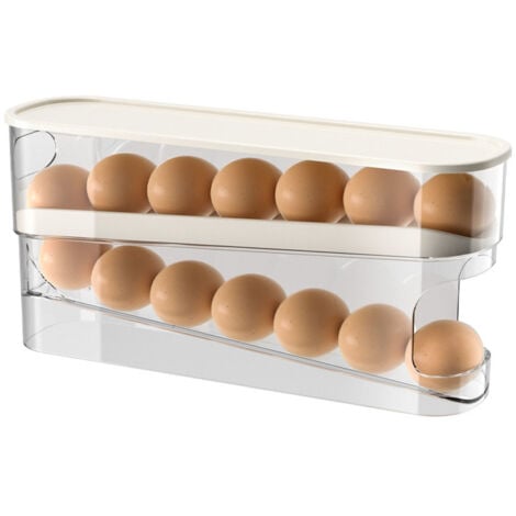 SINBINTA Distributeur Oeufs pour Réfrigérateur Rouler Automatiquement Boîte a Oeufs, Peu Encombrant Rangement Oeuf Frigo, Organisateur de Cuisine pour Garde-manger, Réfrigérateur de Comptoir