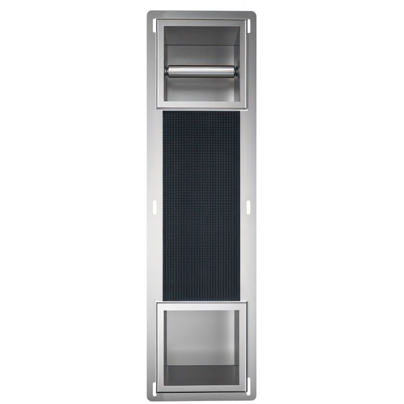 Distributeur papier-toilette encastrable avec porte Support de papier toilette wall box paper 2 Argent, avec rangement de papier toilette