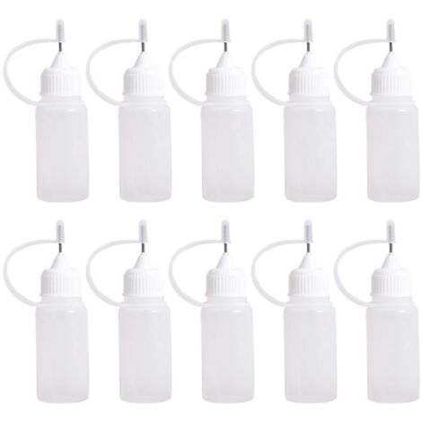 Distributeur plastique 10ml avec aiguille seringue, 50 pièces/lot, flacon souple pour colle, alcool, huile essentielle, liquide.