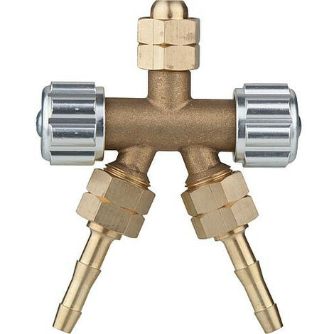 Distributeur pour propane Raccord: 3 x G3/8" LH / LW 6 avec volant plastique